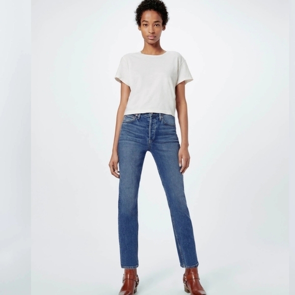 Re/Done Comfort Stretch High Rise Ankle Crip Stretch Jeans In Mid 70s Size 24 - Picture 14 of 14